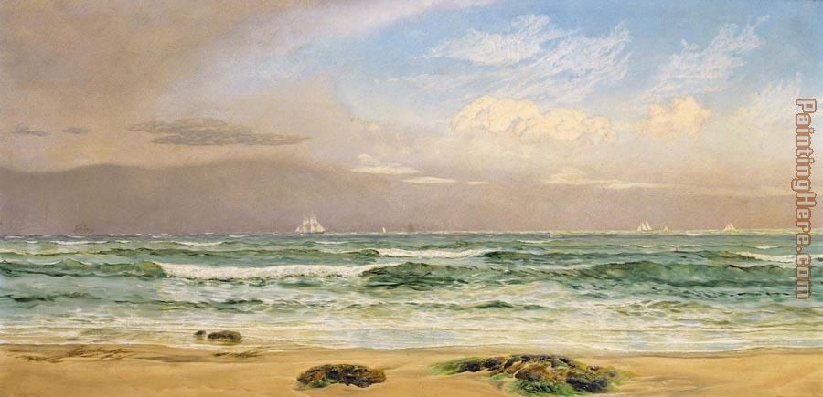Shipping Off the Coast painting - John Brett Shipping Off the Coast art painting